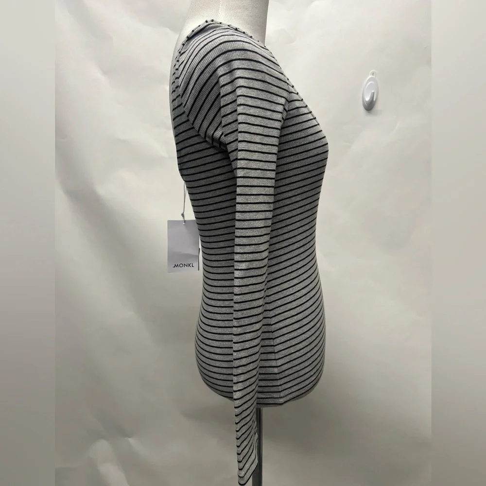 Monki ASOS Long Sleeve Striped Scoop Back Top - Picture 3 of 7